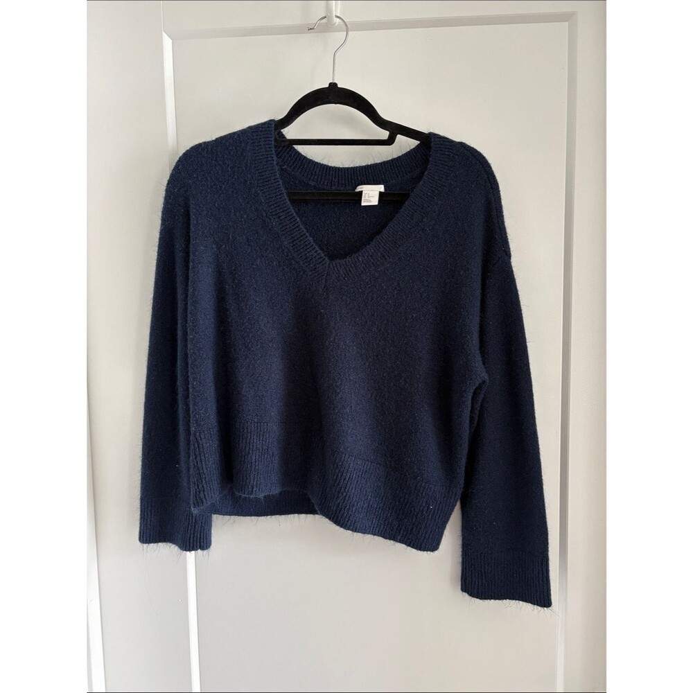 H&M Navy V-Neck Cozy Knit Sweater